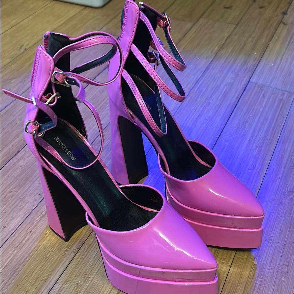 PrettyLittleThing Pink Platform Pumps with Ankle Strap